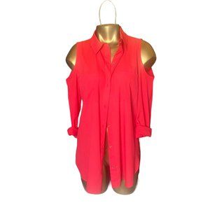 Calvin Klein, Shoulder Cut-out, Button Down Pink Blouse, Size Medium